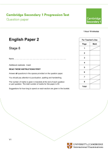 English Exam Paper Stage 8