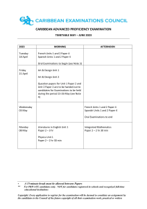 CAPE Timetable May-June 2023