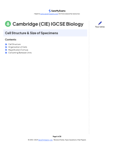 IGCSE Biology: Cell Structure & Size Revision Notes