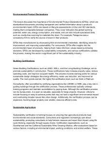 Sustainability Lecture Notes: EPDs, Building, Agriculture, Management