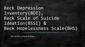 Beck Depression, Suicide, Hopelessness Scales