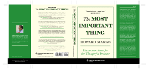 The Most Important Thing Book Cover