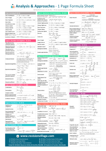 IB Math SL & HL Formula Sheet