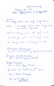 Vector Differentiation & Integration Lecture Notes