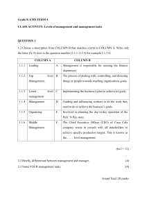 Grade 8 EMS Management Activity