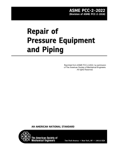 ASME PCC-2-2022: Repair of Pressure Equipment & Piping