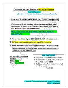 AMA Past Papers: Forecasting, Costing, Project Appraisal