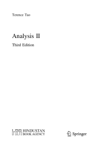 Analysis II Textbook by Terence Tao, Third Edition