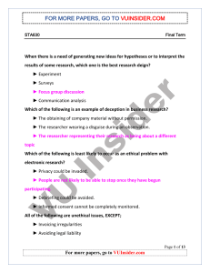 STA630 Final Exam Paper