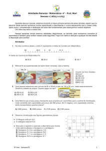 Atividade de Matemática 6º Ano - Revisão e Diagnóstico