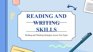 Reading & Writing Skills: Strategies Across Text Types