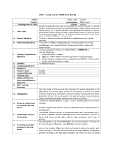 Grade 9 Math Lesson Plan: Midline Theorem