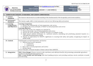 7th Grade TLE Lesson Log: Food Prep & HACCP