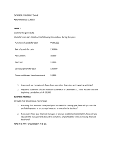 Accounting & Finance Worksheet: Cash Flow & Ratios