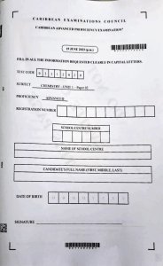 Chemistry Exam Paper: Caribbean Advanced Proficiency