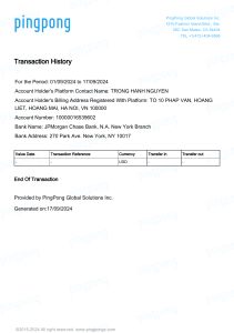 PingPong Transaction History