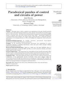 Paradoxical Puzzles of Control & Power in Organizations