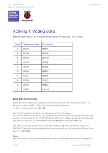 Spreadsheet Voting Data Worksheet