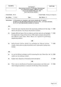 Biology for Engineers Exam Paper