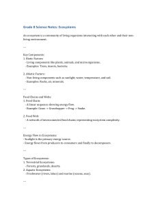 Ecosystems Science Notes for Grade 8