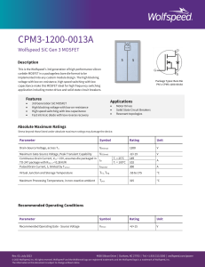 CPM3-1200-0013A Wolfspeed SiC MOSFET Datasheet