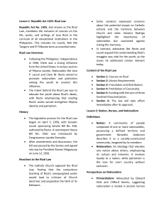 Rizal Law, Nationalism, 19th Century Philippines Lesson