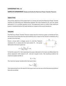 Maximum Power Transfer Theorem Lab Experiment Report