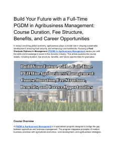 PGDM in Agribusiness Management: Course Details & Career Paths