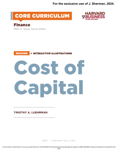 Cost of Capital: WACC, Finance Core Reading