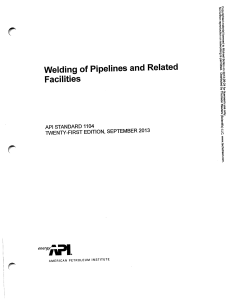 API Standard 1104: Welding of Pipelines