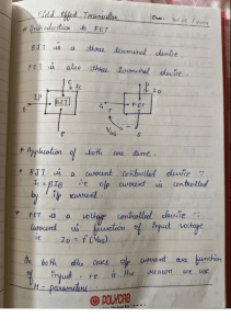 Field Effect Transistor (FET) Lecture Notes