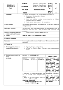 Law of Sines Lesson Plan for Grade 9 Math