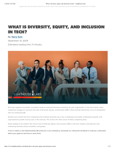 Diversity, Equity, and Inclusion in Tech