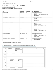 George Brown College Winter 2025 Course Schedule