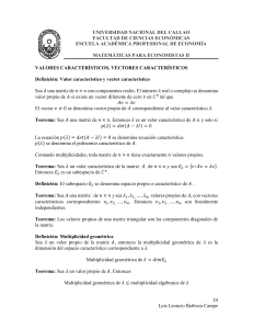 Valores y Vectores Característicos en Matemáticas para Economistas