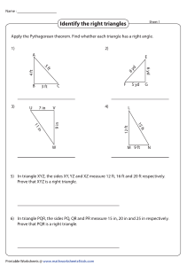 Right Triangles & Pythagorean Theorem Worksheet