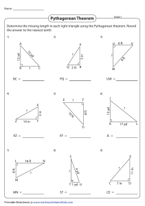 Pythagorean Theorem Worksheet