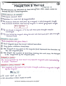 Magnetism & Matter Physics Notes