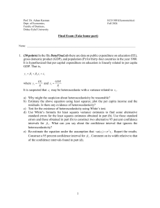 Econometrics Final Exam: Heteroscedasticity Analysis