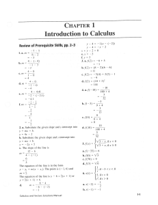 Calculus Review: Prerequisite Skills