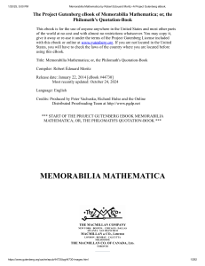 Memorabilia Mathematica: Quotations on Mathematics