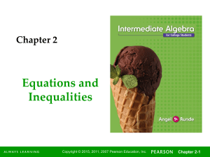 Equations and Inequalities: Solving Linear Equations