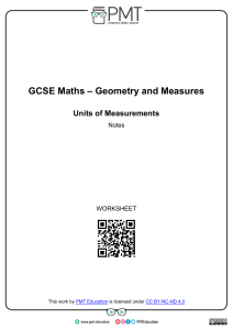 GCSE Maths: Units of Measurement Worksheet