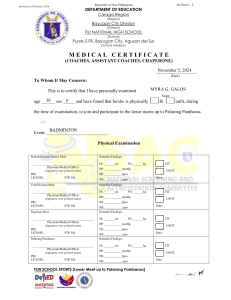 Medical Certificate for School Sports