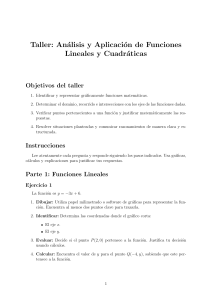 Taller Funciones Lineales y Cuadráticas