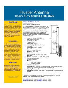 Hustler Antenna HD Series 9 dBd Gain Specs