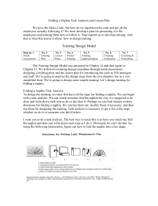 Napkin Folding Lesson Plan: Training Design