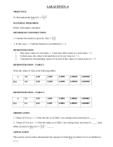 Limit Calculation Lab Activity