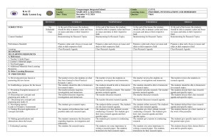 Daily Lesson Log: Inquiries, Investigations, Immersion