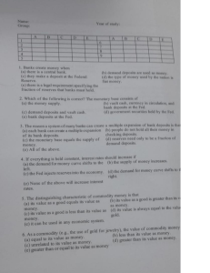 Economics Test: Money, Monetary Base, Commodity Money